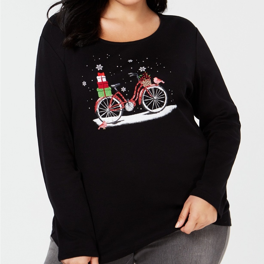 NWT Karen Scott Plus Size Cotton Holiday T-Shirt
